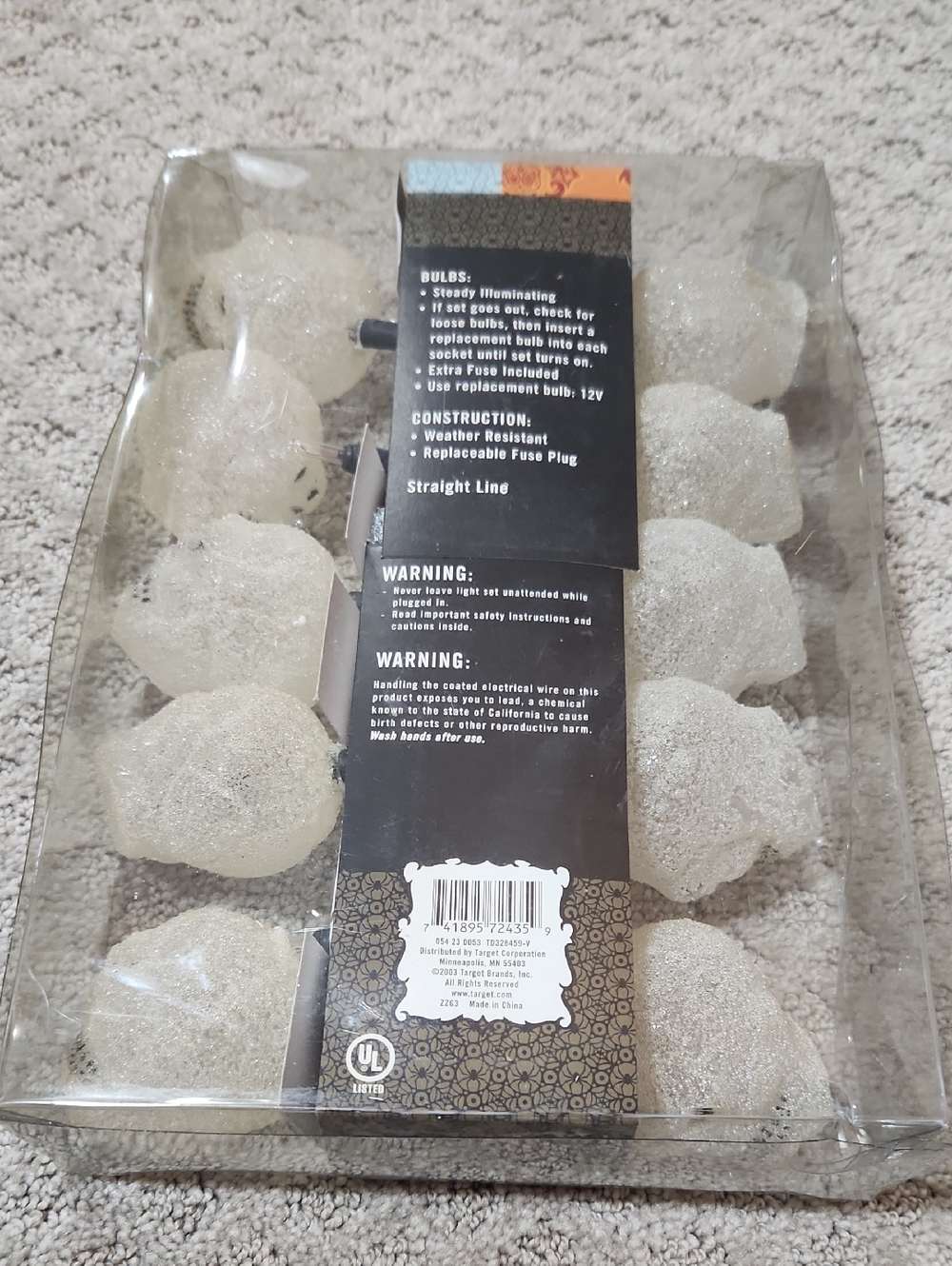Vintage Halloween Sugar Coated White Skull String Lights - Picture 5 of 9